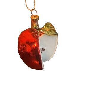 Red Apple Shaped Glass Christmas Ornament holiday decor